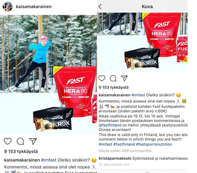 Asiaa havainnollistavien kuvien lähde: vaikuttaja Kaisa Mäkäräisen Instagram-tili