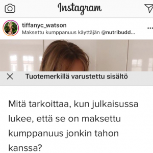 Asiaa havainnollistavien kuvien lähde: vaikuttaja Tiffany Watsonin Instagram-tili sekä Instagramin käyttöohjeet